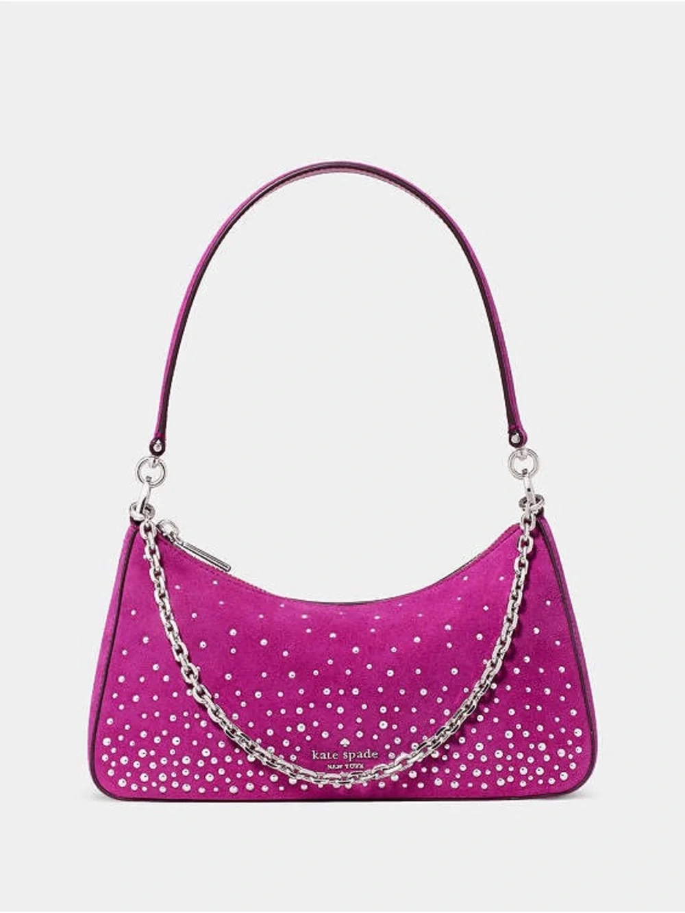 Kate Spade Margot Studded Suede Shoulder Bag Beet